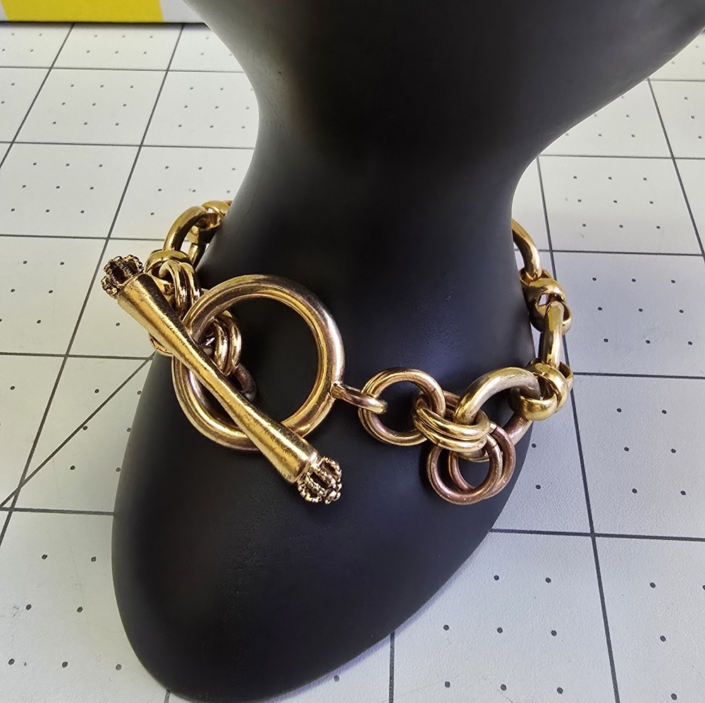 Brighton Inspired Gold Tone Chain Bracelet with Toggle Clasp
